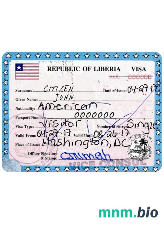 Przykład wizy Liberia W PSD